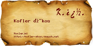 Kofler Ákos névjegykártya
